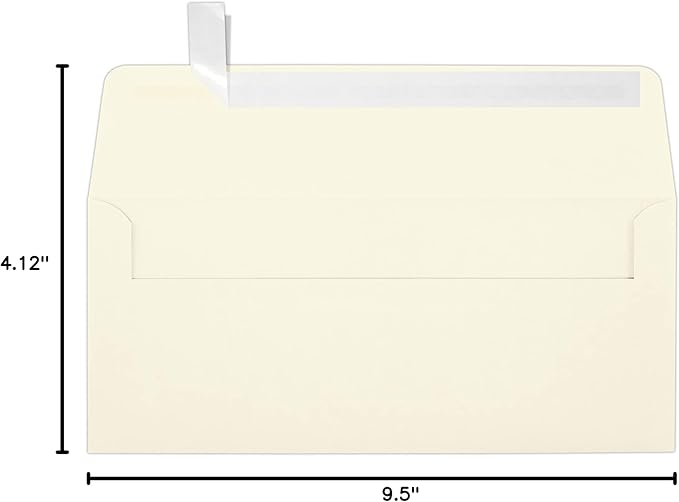 LUXPaper #10 Business Envelopes | Peel & Press | 4 1/8" x 9 1/2" | Natural | 30% Recycled | 80lb. Text | 50 Qty