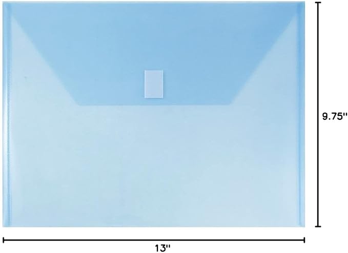 JAM PAPER Plastic Envelopes with Hook & Loop Closure - Letter Booklet - 9 3/4 x 13 - Assorted Colors - 6/Pack