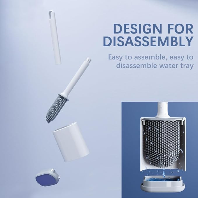 Kucucyle Dual-Sided RV Silicone Toilet Brush with TPR Bristles & Detachable ABS Handle Set, Wall Mountable Toilet Bowl Brush,Flexible Cleaners Brushes for 360°Deep Cleaning Bathroom/Camper (Gray)