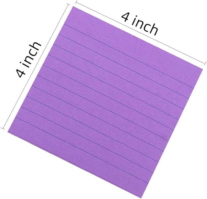 Early Buy Lined Sticky Notes with Lines 4x4 Self-Stick Notes 6 Candy Color 6 Pads, 60 Sheets/Pad
