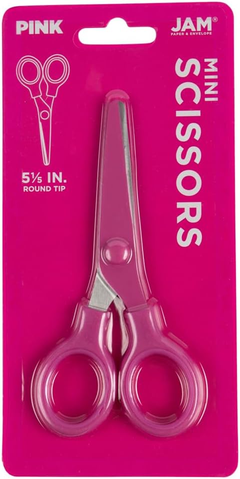 JAM PAPER Multi-Purpose Mini Scissors - 5 Inch - Pink - Soft Grip & Stainless Steel Precision Blades - Sold Individually