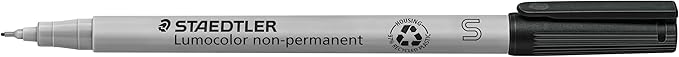 Staedtler Lumograph Non-Permanent Wet Erase Marker Pen, Extra Fine Tip, Low Odor Colored Markers, 6-Pack Assorted Colors, 311-WP6