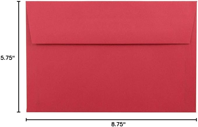 JAM PAPER A9 Colored Invitation Envelopes - 5 3/4 x 8 3/4 - Red Recycled - Bulk 500/Box