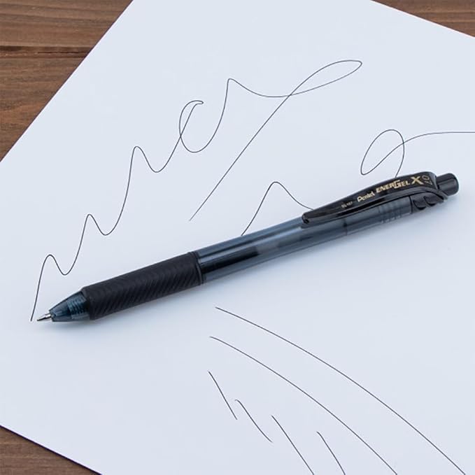Pentel EnerGel X Retractable Liquid Gel Pen, 0.7mm, Ultra Performance, 12 Pack - 6 Black Ink and 6 Blue Ink Pens
