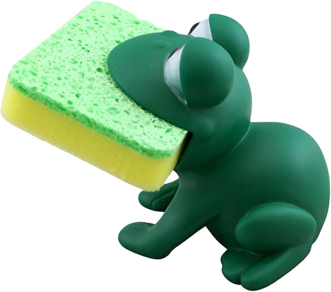 Frog Sponge Holder for Kitchen Sink – Cute Animal Design with Dual-Sided Sponge – Fun Novelty Gift for Counter, Sink, or Dishwashing – Dependable Industries Inc. Essentials