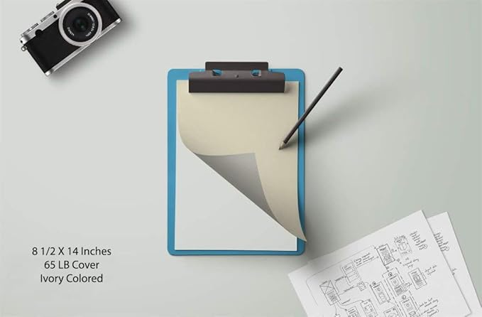 100 Ivory Colored Card Stock Paper - 65lb, Legal Size Heavyweight Printer Paper, Thick Sheet, 8.5 x 14 Inches