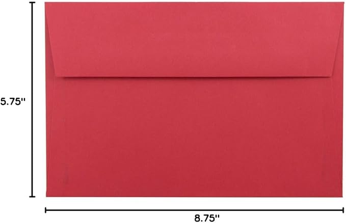 JAM PAPER A9 Colored Invitation Envelopes - 5 3/4 x 8 3/4 - Red Recycled - Bulk 1000/Carton