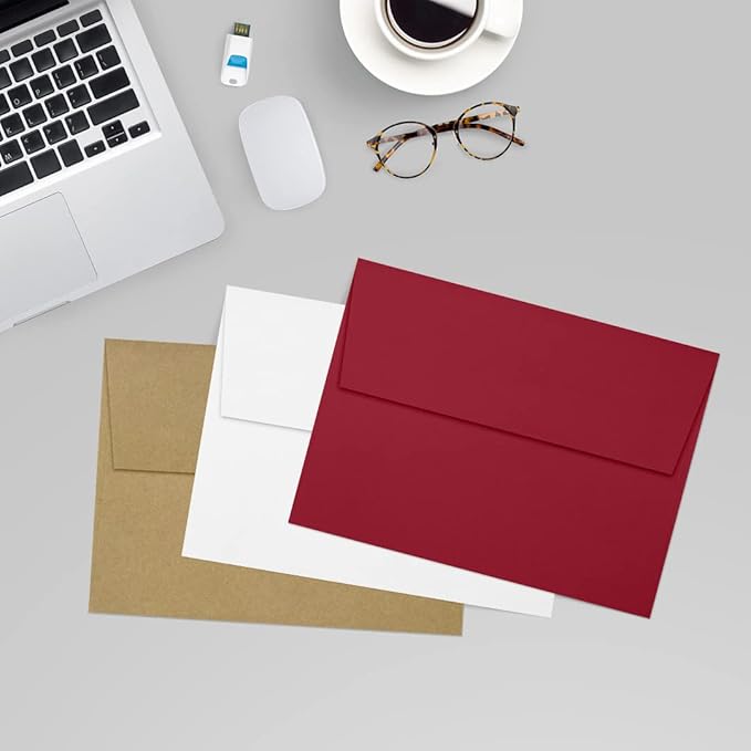 LUXPaper A7 Invitation Envelopes | Peel & Press | 5 1/4" x 7 1/4" | Garnet Red | 80lb. Text | 500 Qty