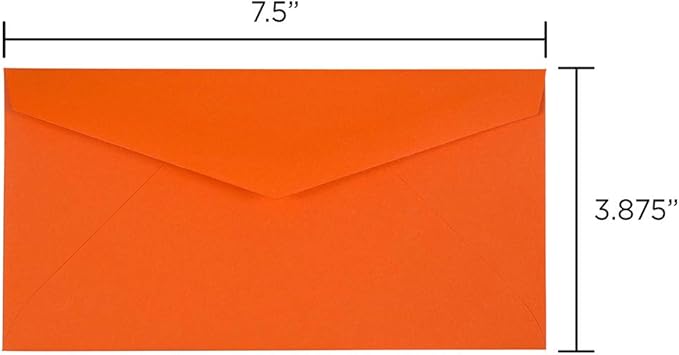 JAM PAPER Monarch Colored Envelopes - 3 7/8 x 7 1/2 - Orange Recycled - Bulk 250/Box