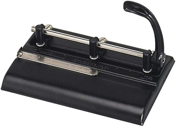 Martin Yale 5325B Master 5000 Series Hole Punch, Black, 9/32" Hole Diameter, Up To 32-sheets of 20 Pound Bond Paper, Adjustable Heads for 2-3 Hole Punching