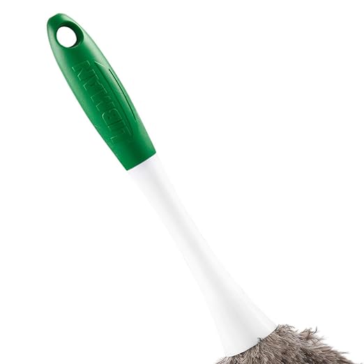 Libman Commercial 239 Handheld Feather Duster, Polypropylene and Sanoprene Handle, 13" Total Length, Green and White Handle (Pack of 6)