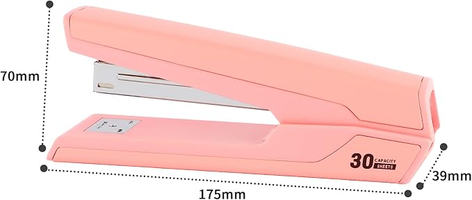 Metal Stapler with 830 Staples, Office Stapler, Staplers for Desk, 25-30 Sheet Capacity, Non-Slip, Pink