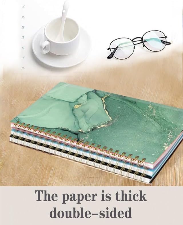 Spiral Journal Notebook,A5 Hardcover Lined Journals for Women Girl 6 x 8.3 in,120 Pages Thick Paper,Cute College Ruled Writing Notebook for Gifts Office Work School(Beautiful Green Marble)
