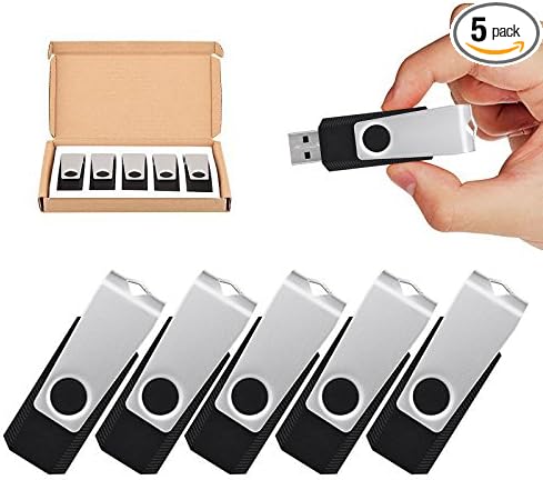 TOPESEL USB Flash Drive 5 Pack 64GB USB Storage Flash Drives, Memory Stick Jump Drive USB Drive Thumb Drives for PC laptops, Tablets, TVs, car Audio (64G, 5PCS, Black)