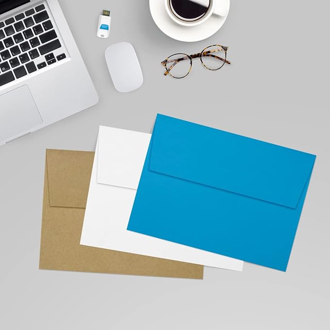 LUXPaper A7 Invitation Envelopes | Peel & Press | 5 1/4" x 7 1/4" | Pool Blue | 80lb. Text | 1,000 Qty