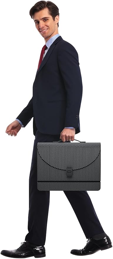 Accordion File Organizer/Expanding File Folder with Handle,13 Pockets Filing Box,Perfect for Desktop Standing/Portabe Document Paper Organizer,A4/Letter Size,Monthly/Blank Tabs,Black Diamond