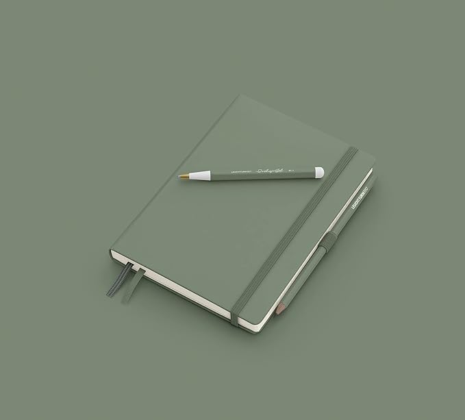 LEUCHTTURM1917 - Notebook Hardcover Medium A5-251 Numbered Pages for Writing and Journaling (Olive, Dotted)