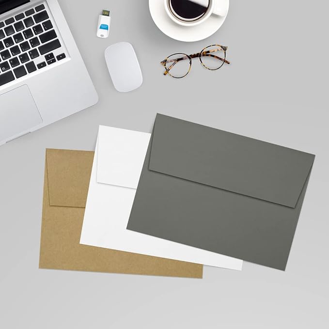 LUXPaper A7 Invitation Envelopes | Peel & Press | 5 1/4" x 7 1/4" | Smoke Gray | 80lb. Text | 50 Qty