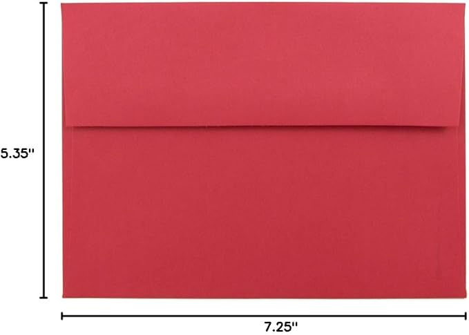 JAM PAPER A7 Colored Invitation Envelopes - 5 1/4 x 7 1/4 - Red Recycled - 100/Pack