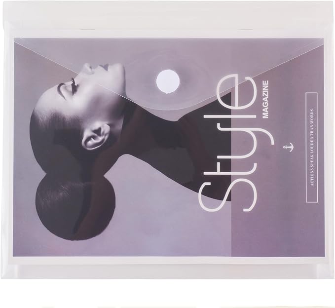 8.5 x 11 Letter Sized Clear Plastic Envelopes with Expanding Gusset Document File Storage Holder 40 Pack Hook Loop Closure