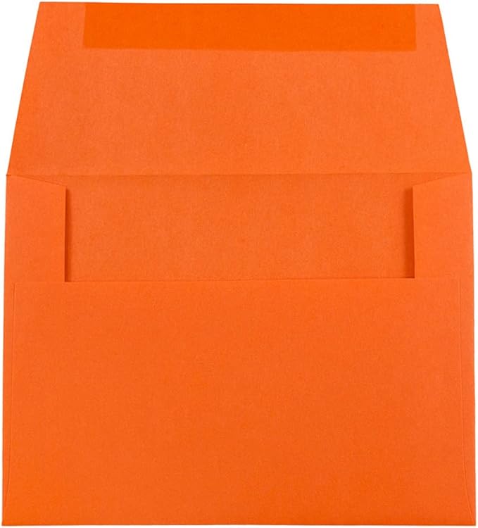 JAM PAPER A2 Colored Invitation Envelopes - 4 3/8 x 5 3/4 - Orange Recycled - Bulk 250/Box