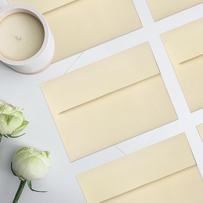 Ivory Blank Cards and Envelopes (Unfolded), Goefun 5x7 Flat Cream Cardstock and A7 Envelopes Self Seal 100 Pack for Wedding, Invitations, DIY Greeting Cardstock, Thank You Cards & All Occasion