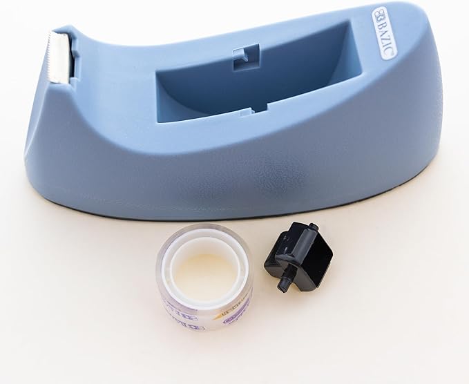 BAZIC Desktop Tape Dispenser w/Tape Refill 3/4" x 250", 1" Core Weighted Non-Skid Base, Sharpe Blade Tapes Holder, Assorted Color, 4-Pack