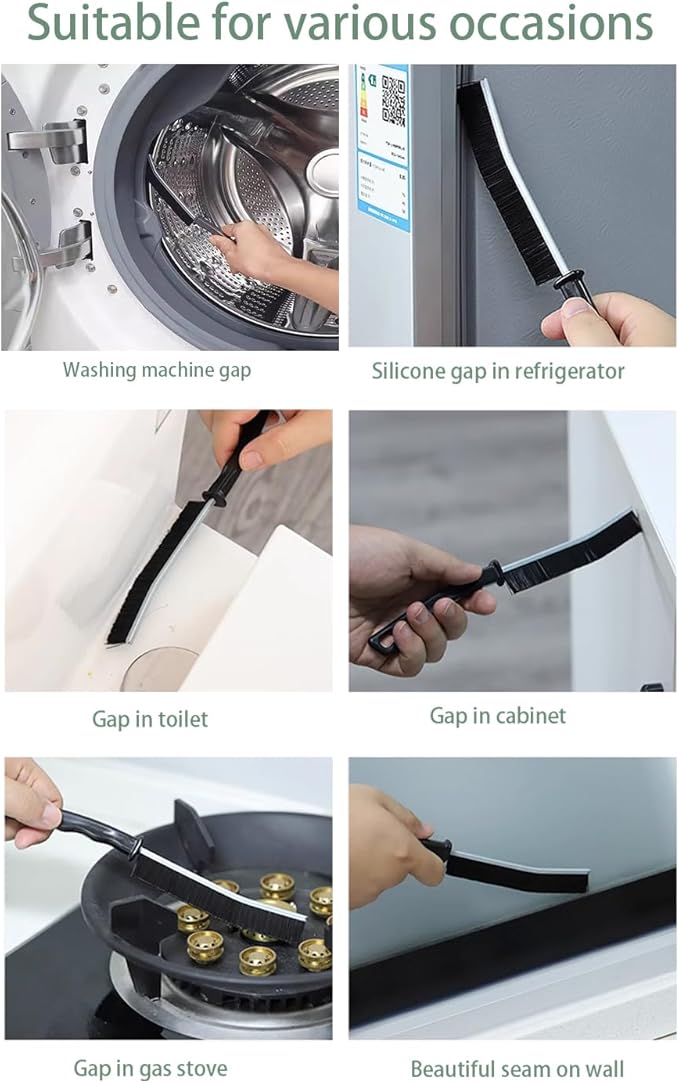 Heideryafei 4-Piece Multi-Purpose Crevice Cleaning Brush, Household Hard Bristle Narrow Brush Head Crevice Cleaning Tool