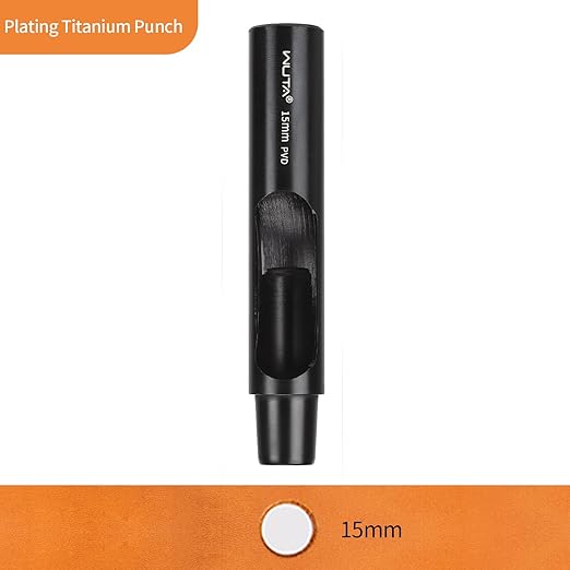 WUTA Leather Punches Round Hole Puncher Plating Titanium Hollow Punching Tool Working for Watch Band, Fabric, Plastic (1pc 15mm Hole Punch)