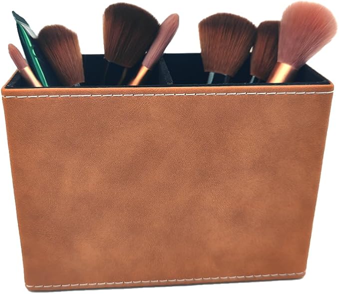 Pen Holder for Desk Pencil Organizer Cute Cup Holders Aesthetic (Yellow Brown, 5.91" x 4.33" x 2.76")