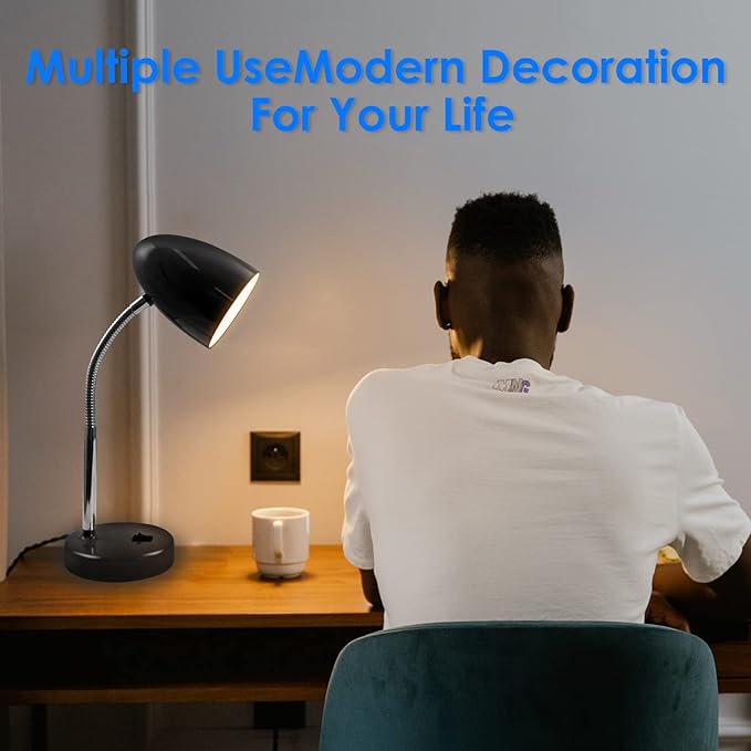 ENERGETIC SMARTER LIGHTING LED Desk Lamp, Flexible Gooseneck with Table lamp, 3.5W 240LM 4000K Cool White Study Lamps for Bedroom and Office, Eye Protection, ETL Listed,Black