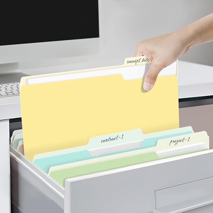 SUNEE File Folders, 100 Pack Manilla Folders 8.5 x 11, 10 Colors Folder Office Organization Home School Folders for Documents Files Paper
