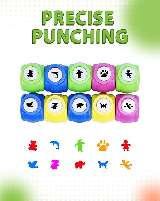 UCEC Paper Punch Shapes for Crafting, 10PCS Animal Shaped Hole Punch Set, Shape Cutters Craft Punches for Paper Crafts, Mini Hole Puncher Kids Adults Nail Art Tag Cards Stamp Scrapbooking Fun