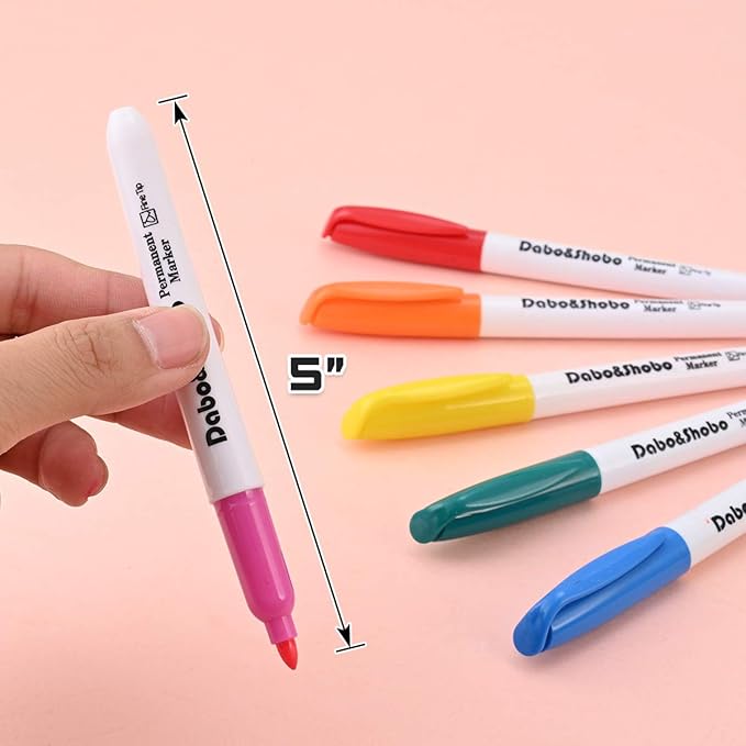 Dabo & Shobo 48 Colors Permanent Markers, Fast Drying, Suitable For Classroom Office Meeting,Works On Plastic, Wood, Stone, Metal and Glass for Doodling, Coloring, Marking