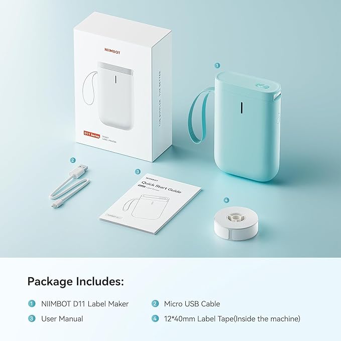 DEEPIN D11 Label Maker Machine Portable Bluetooth Label Maker with Tape, Thermal Label Printer Multiple Templates for Phone, Mini Label Sticker Printer for Business Office Organization, Green