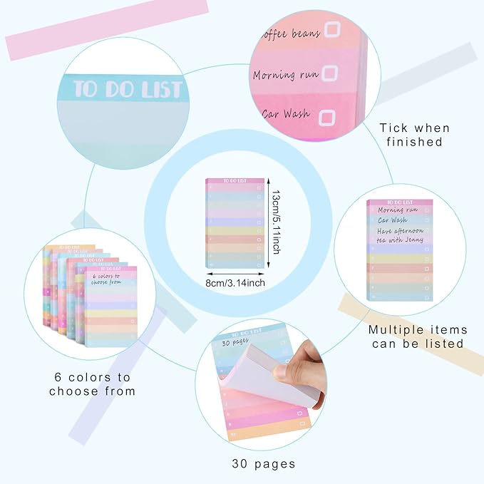 300 Sheets to Do List Notepad Daily Checklist Sticky Notes Cute Undated Memo Pad Color Block to Do Note Pad Weekly Plan Agenda and Organizer Planners for College(Classic Style,3.14 x 5.11 Inch)