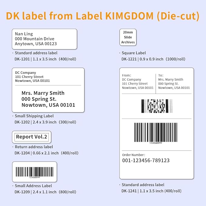 Label KINGDOM Replace for DK-1241 Brother 4" x 6" Die-Cut Large Shipping Label, 102 mm x 152 mm 200/Roll White Paper Address Label for QL-1100 QL-1110NWB Label Printer (10 Rolls+1 Frame)