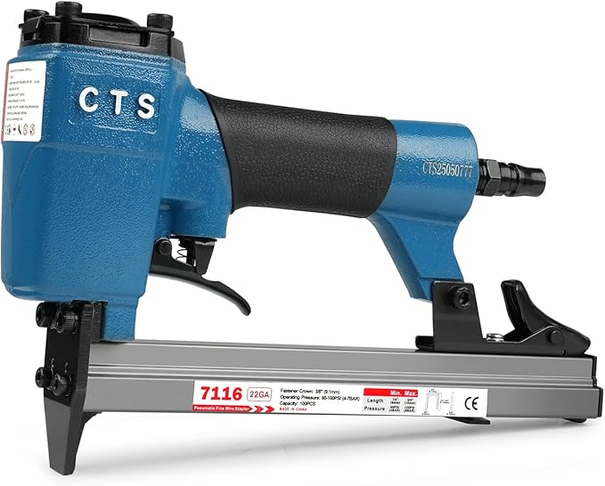 CTS 7116 Pneumatic Upholstery Staple Gun for 22 Gauge 71 Series 3/8" (9 mm) Crown 1/4" to 5/8" (6.0-16.0 mm) Length Staples, Air Stapler for Furniture and Interior Decoration