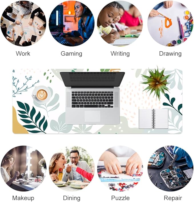 olorful Star Abstract Boho Large Mouse Pad, Waterproof Green White Desk Mat, Double Sided Computer Gaming Mouse Pad, XL Full Desk Mousepad Non Slip Writing Pad for School Office Home 31.5" x 11.8"