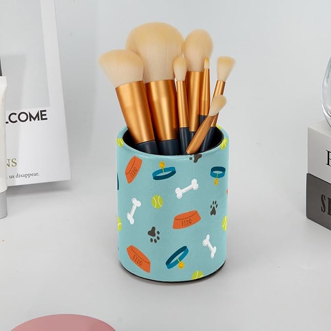 Dog Footprints Pencil/Pen Holder for desk, Round Desktop Organizer for Desk Multi Purpose Use for Home School Office Supplies