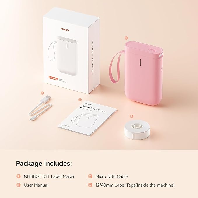 DEEPIN Label Maker Machine Portable Bluetooth Label Maker with Tape, Thermal Label Printer Multiple Templates for Phone, Mini Label Sticker Printer for Business Office Organization Pink