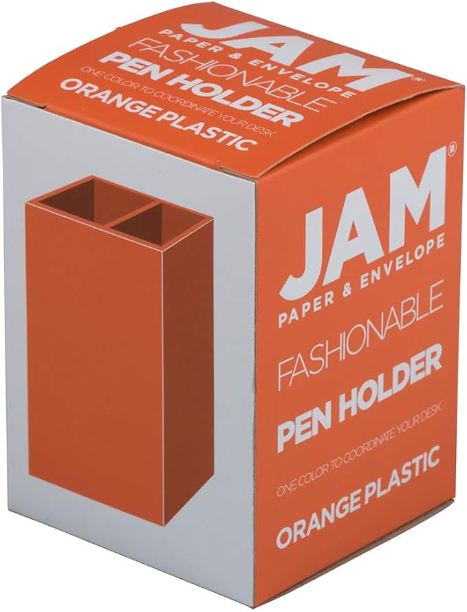 JAM Paper Plastic Pen Holder - Orange - Desktop Pencil Cup Sold Individually