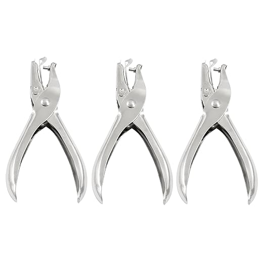 3Pcs 1/8”/ 3mm Small Mini Metal Hole Punchers Tiny Circle Shaped Hole Handheld Paper Punch Punchers for Greeting Cards, Paper, Invitations, 8 Sheet Punch Capacity