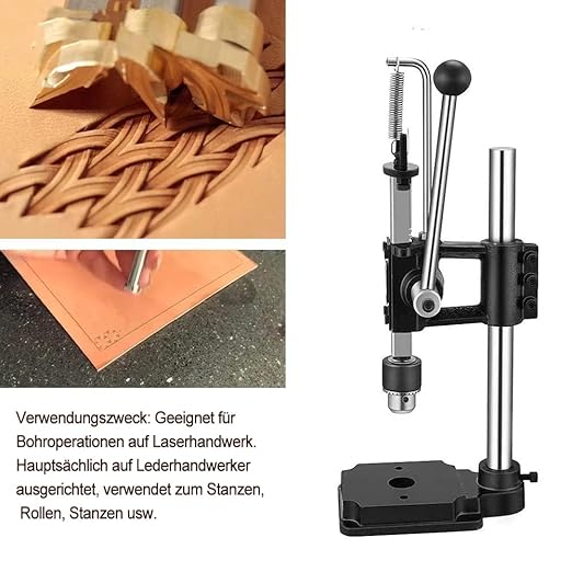 Leather Hole Puncher Hand Punching Machine Manual Press Puncher Punch Tools for DIY Craft (with Chuck, PP Plate, 4* Leather Prong Punch,7*Circular Punch)