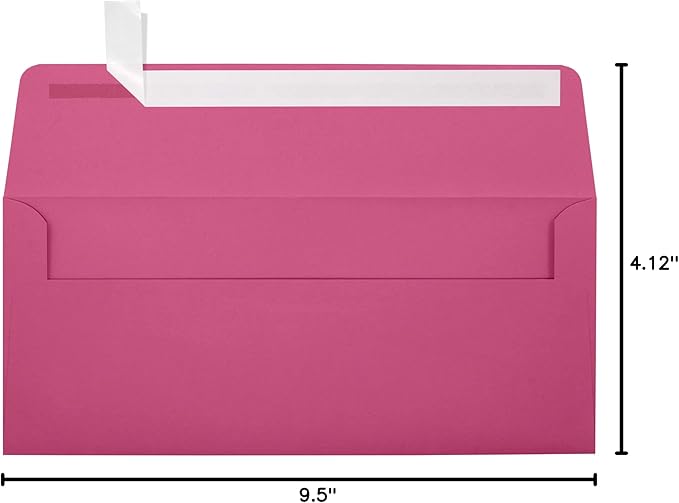 LUXPaper #10 Business Envelopes | Peel & Press | 4 1/8" x 9 1/2" | Magenta Pink | 80lb. Text | 250 Qty