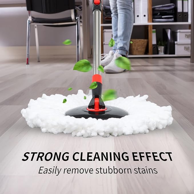Spin Mop and Bucket with Wringer Set on Wheels, 360° Spinning Mop Bucket System with 3 Microfiber Mop Replacement Heads and 61" Stainless Steel Adjustable Handle for Floor Cleaning (25QT)