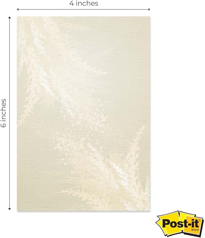 Pampas Grass Sticky Note Pads / 4" x 6" Repositionable Trendy Boho Sticky Notes / 50 Sheets Per Pad/Set of 5 Designs/Made in USA