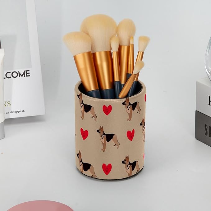 dog and heart Pencil Holder, Pencil Cup for Desk, Makeup Brush Holder Cup for Kids Desk Organizer for Office, Classroom, Home