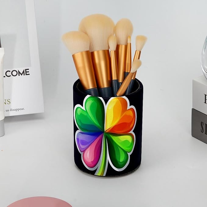Rainbow Clover Pen Holder Cup for Desk, Pencil Cup Holder for Desk Office Pen Organizer