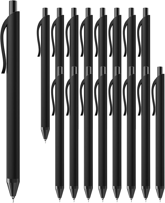 16 Pack Black Gel Pens (0.7mm Fine Point) – Smooth Quick-Drying Ink, Retractable Gel Pen for Writing, Journaling, Note-Taking – Office, School, Home & Work Supplies (16Pcs-Black Ink